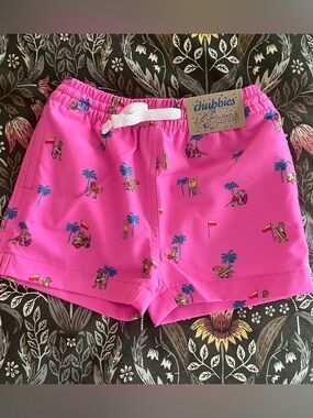 Chubbies Boys Pink Dino Swim Shorts